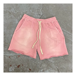 High Quality Eco-Friendly Quick Dry Streetwear Sweat for Wash Short for Women Custom Polyester 260 280 300 Gsm Raw Hem Draw - Product Image 4