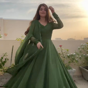 Wholesale Signature Colour Designer Gown in Premium Faux Georgette with Seamless Inner Lining & Intricate Lace Detailing - Product Image 2