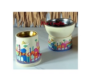 Set Of Two Round Shape Mubkhar <b>Oud</b> Burner In Wooden And Metal <b>Bakhoor</b> Incense Burner Mabkhara For Home Use - Product Image 3