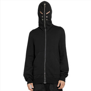 OEM Custom Unique Design Full-zip up <b>Shark</b> Masked Four-hole Rhinestone Winter Eco-Friendly 100% Cotton <b>Hoodie</b> - Product Image 1