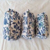 Grande trousse de maquillage matelassée en coton écologique, motif fruits, pochette de voyage pour cosmétiques, étui à fermeture éclair