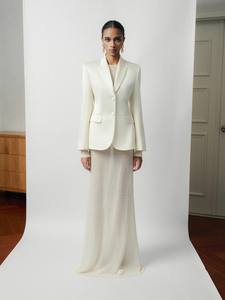 Nuevo diseño 2025 Blazers para mujer de un solo pecho 2 botones Tamy Blazer de satén de seda tela ecológica ropa de mujer Whiteant - Product Image 3