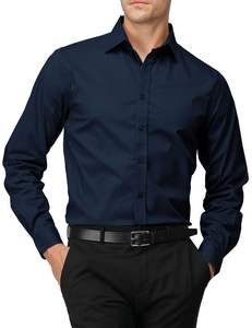 Chemises habillées pour hommes à manches longues, coupe ajustée, décontractées, formelles, boutonnées, 100% coton, respirantes, de haute qualité, confortables - Product Image 2