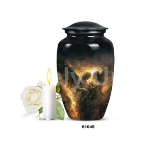 Classically Poised Catholic <b>Large</b> <b>Urn</b> for Human Ashes Decorative Aluminium Funeral <b>Urn</b> With Free Velvet Bag - Product Image 1