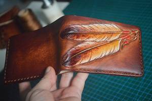 Handcrafted Genuine Leather Men's Vintage Short RFID Blocking Waterproof Luxury Wallet with Striped Pattern - Product Image 5