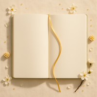 Carnet A5 en tissu brodé floral vert melon LABON avec bordure en dentelle, détails dorés et blancs pour un cadeau élégant