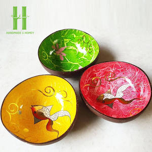 ชามมะพร้าวเคลือบเงาทำมือจากเวียดนาม ขายดีที่สุด ประดับเปลือกหอยและมุก - Product Image 4