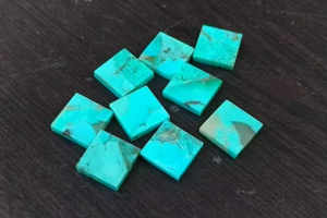 Turquesa de Arizona, Cabujón Cuadrado, Piedras Preciosas Sueltas, Turquesa de Arizona, Cabujón, Piedra Preciosa Suelta con Reverso Plano para Hacer Joyería - Product Image 2