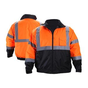 OEM Logo Zip Front ISEA Clase 3 300D Alta visibilidad Reflectante Impermeable Bomber Jacket Transpirable Poliéster Ignífugo - Product Image 5