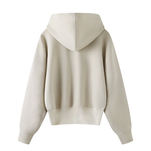 เสื้อสเวตเตอร์คอตตอนสำหรับผู้หญิงมีฮู้ดและสเวตเตอร์มีซิปครึ่งคอปกตั้งออกแบบโลโก้ได้ตามต้องการ - Product Image 3