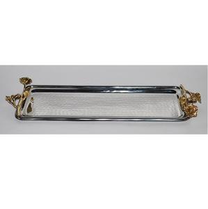 Lujosa bandeja de servicio de metal recubierta de plata hecha a mano en forma de rectángulo tamaño personalizado para hoteles último diseño para fruta seca - Product Image 4