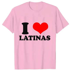 Camiseta de Algodón Estampada con la Frase 'I Love Latinas' para Hombre, Corte Regular, Tejido de Punto, Estilo Casual Vintage, Ropa Deportiva de Verano, Fabricante OEM al por Mayor - Product Image 2