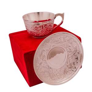 Juego de platillos de taza chapados en oro y plata alemana de regalo de devolución mejor valorados con taza de caja de terciopelo taza utilizable de calidad premium para servir - Product Image 4