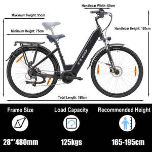 Bicicleta Eléctrica Urbana TTGO C7 (ZZ-28ST) con Motor Central, Shimano de 9 Velocidades, Llantas 700C*45C y Capacidad de Carga de 125 kg - Product Image 2