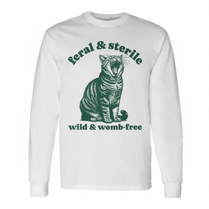 Camiseta promocional de manga larga para mujer con diseño de gato feral y estéril y cirugía de histerectomía - Product Image 3