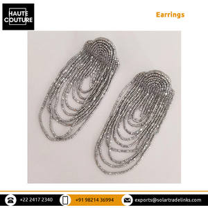 ต่างหูแบบห้อยสำหรับผู้หญิง,ต่างหูแบบปักด้วยมือปรับแต่งได้สำหรับรูปร่างพวงมาลัยสีเงินสีเทา3ตัดลูกปัด - Product Image 3