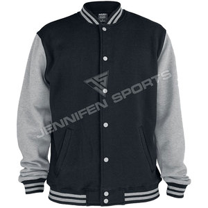 Chaqueta universitaria de béisbol de algodón 100% para hombres de talla grande con cierre de botones, forro acolchado interior sin cuello para invierno - Product Image 1