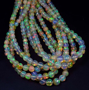 Rainbow Ethiopian Welo Opal Smooth Gemstone Beads 18" Strand 4-6mm Natural Iridescence High Grade Flashy Sphere Loose Gemstones - Product Image 5