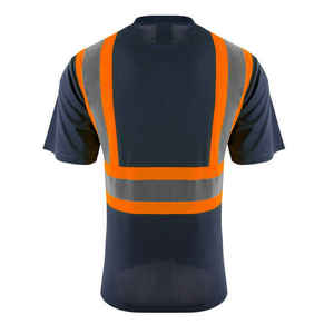 Camiseta de Trabajo de Manga Corta de Alta Visibilidad para Hombre con Logotipo Personalizado, Camiseta Amarilla de Seguridad Naranja con Bolsillo Reflectante, Hecha en Pakistán - Product Image 4