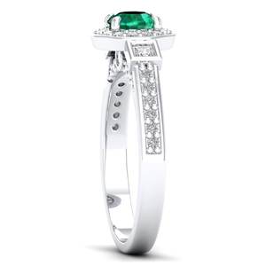 Reyes แหวนหมั้นเพชรโมอิสสีเงินสเตอร์ลิง925แข็งสำหรับผู้หญิงทรงกลมตัดเป็น0.5Ct มรกตอัญมณีแต่งงานของขวัญแหวนรัศมี - Product Image 3