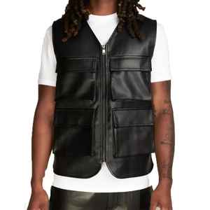 OEM personalizado de invierno de alta calidad Mulit bolsillos hombres chaqueta de cuero chalecos Streetwear chaleco estilo cargo chaleco para hombres - Product Image 1