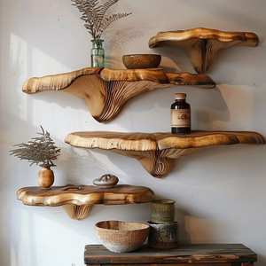 Premium Handmade Polished Wooden <b>Wall</b> Hanging Rack and <b>Shelves</b> with Customized Shape <b>for</b> Home <b>Decor</b> - Product Image 4