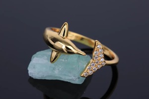 Genuine 925 Sterling Silver Dolphin CZ Pave <b>Ring</b> Minimalist Lightweight <b>Thin</b> Vintage Gold Vermeil Women Fine <b>Ring</b> Jewelry Gift - Product Image 3