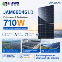 Panneau solaire bifacial double vitrage de type N JA Solar JAM66D46-715/LB 710W, module photovoltaïque fiable à haut rendement pour projets commerciaux