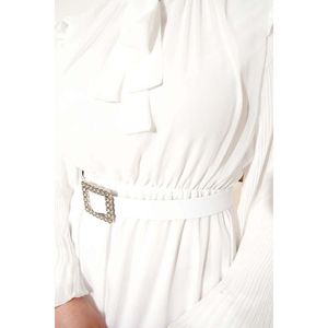 Robe à Manches Plissées Blanc - Product Image 1