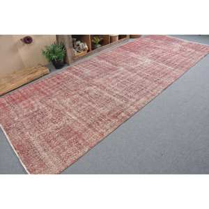 Traditional Red Vintage Turkish <b>Rug</b> 5.4 X 14.1ft <b>Boho</b> Large Area 10mm Wool Latex Rectangle Patchwork for Hallway for Room Decor - Product Image 2