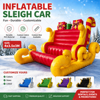 Trineo Inflable Gigante de Santa Claus con Cajas de Regalo, Trineo Navideño Inflable de PVC para Interiores, Centros Comerciales, Exteriores, Jardines, Decoración Navideña para Fiestas