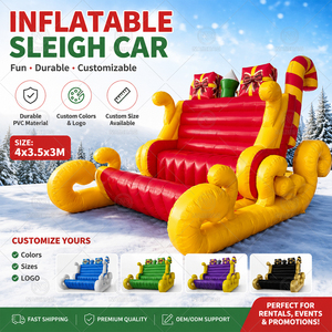 Traîneau gonflable géant de Père Noël avec boîtes cadeaux, traîneau de Noël gonflable en PVC pour intérieur, centre commercial, extérieur, jardin, fête de Noël, décoration de fête - Product Image 2