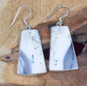 Boucles d'oreilles tendance en argent sterling plaqué or dendrite opale Bijoux élégants faits à la main Cadeau parfait pour son mariage Noël - Product Image 3