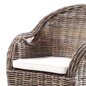 Athen Natural Kuboo Grey Rattan <b>Frame</b> Dining Chair Natural Cushion Traditional Indoor Wicker Furniture Home Restaurant Eco - Product Image 2