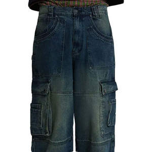 Pantalons en jean cargo à 6 poches pour hommes, prix bas, style streetwear, grande taille, jeans en denim pour hommes, lavés, logos personnalisés, service OEM - Product Image 4