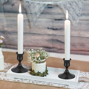 Portavelas con revestimiento de polvo negro de Metal para decoración del hogar, soporte de vela de hierro para decoración del hogar, soporte de vela de lujo - Product Image 1