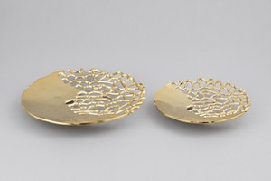 Vaisselle décorative Plat de service en aluminium pour la décoration de fête Plat ovale fabriqué à la main Plateau en nickel coulé Plateau galvanisé - Product Image 2