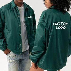 Veste d'entraîneur à revêtement fin pour hommes et femmes avec logo personnalisé 100% polyester imperméable et coupe-vent sur le devant - Product Image 2