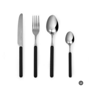 Durable Stainless Steel Set 24-pcs Flatware Mirror Polish Modern Elegant & Refined Design Black Color Eclipse by Excelsa - Product Image 1