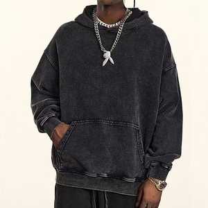 Sudaderas con capucha de gran tamaño desgastadas de 450 gramos de algodón personalizadas al por mayor diseño unisex lavado ácido para hombres para el invierno - Product Image 2