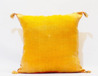 Housse de coussin jaune vif en soie de cactus abstrait marocain fait à la main pour la maison et l'hôtel OEM disponible