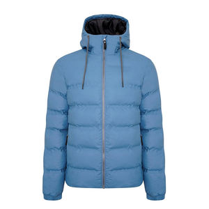 Chaqueta Acolchada con Capucha para Hombre Adulto, Color Azul Cielo, Cierre de Cremallera, Bolsillo Delantero, Ropa Urbana con Diseño y Talla Personalizados - Product Image 1