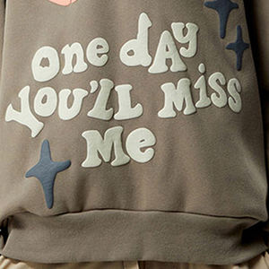 Sweat à capuche d'hiver avec strass, fabrication OEM, haute qualité, impression 3D en relief, tissu épais, streetwear pour personnalisation de marque - Product Image 6