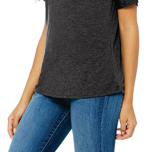 65% Poly 35% Viscose 32 simple 3.7 oz gris foncé femme T-Shirt ample col en v avec ourlet inférieur incurvé subtil - Product Image 5