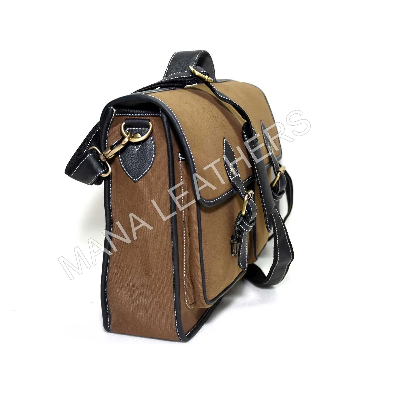 WHOLESALE OF PREMIUM QUALITY CANVAS MENS BAG WITH SHOULDER STRAPS BRASS HARDWARE