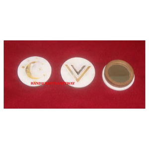 Espejo con incrustaciones de mármol blanco hecho a mano con el mejor artículo de venta en línea, forma redonda para decoración del hogar, proveedor a granel - Product Image 1