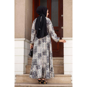 Robe Hijab grise avec ceinture amovible Accessoire vestimentaire musulman traditionnel - Product Image 4