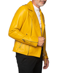 Veste en cuir vintage de style nouveau pour hommes, veste décontractée à fermeture éclair, légère, col, veste en cuir pour hommes, veste pour hommes - Product Image 5