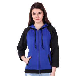 Nouvelle mode de sweats à capuche pour femmes, couleur bleue, 100% coton, prix de gros, vêtements de rue confortables et durables - Product Image 1