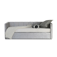 Canapé-lit pliable de haute qualité avec cadre en bois massif, rembourré en tissu Conrad, avec lit gigogne pour appartement et salon